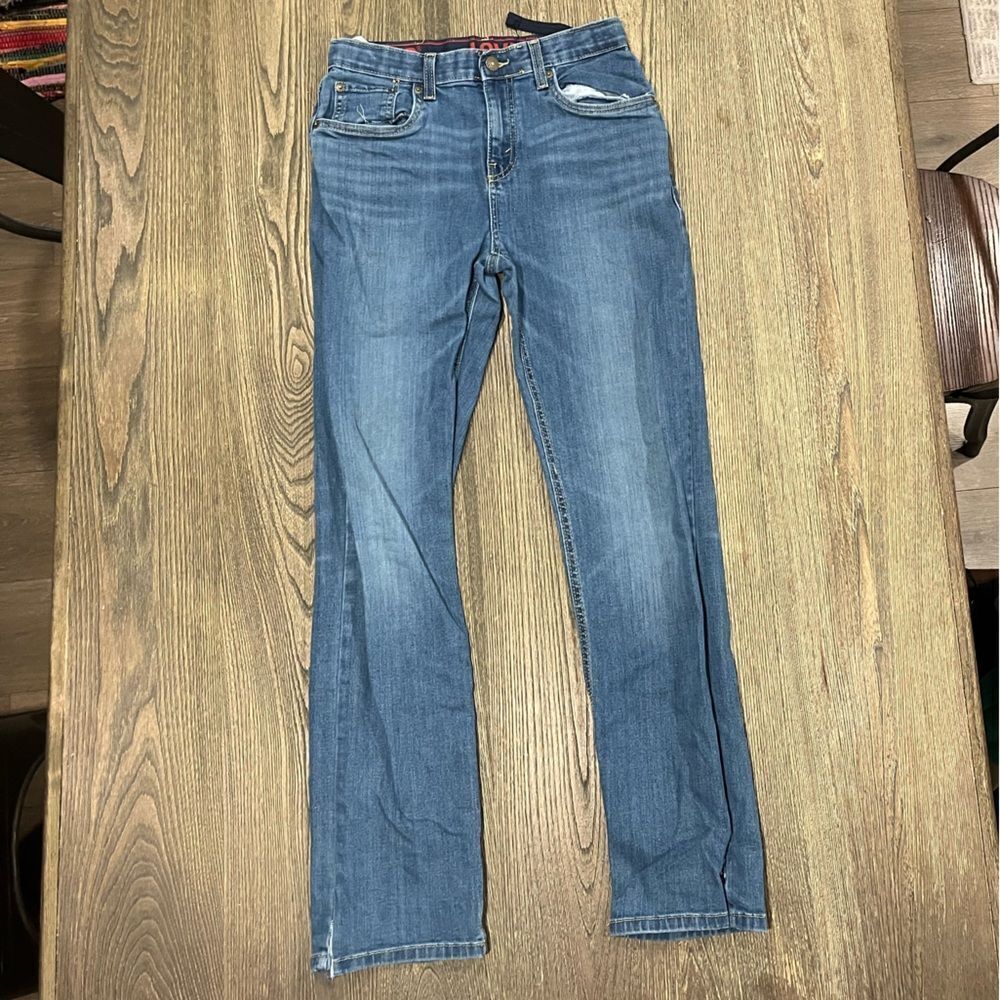 Levi's Youth Boys 514 Straight Fit Performance Jeans Mid Rise Medium Wash Sz 18